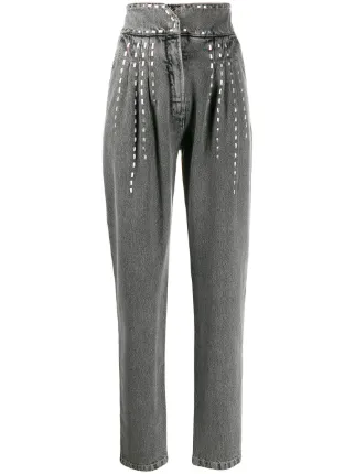 alberta ferretti studded jeans