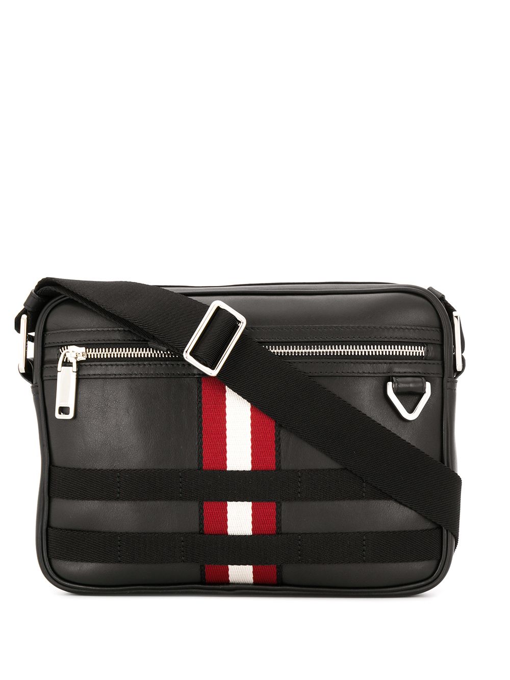 Bally Grosgrain Striped Messenger Bag In Black