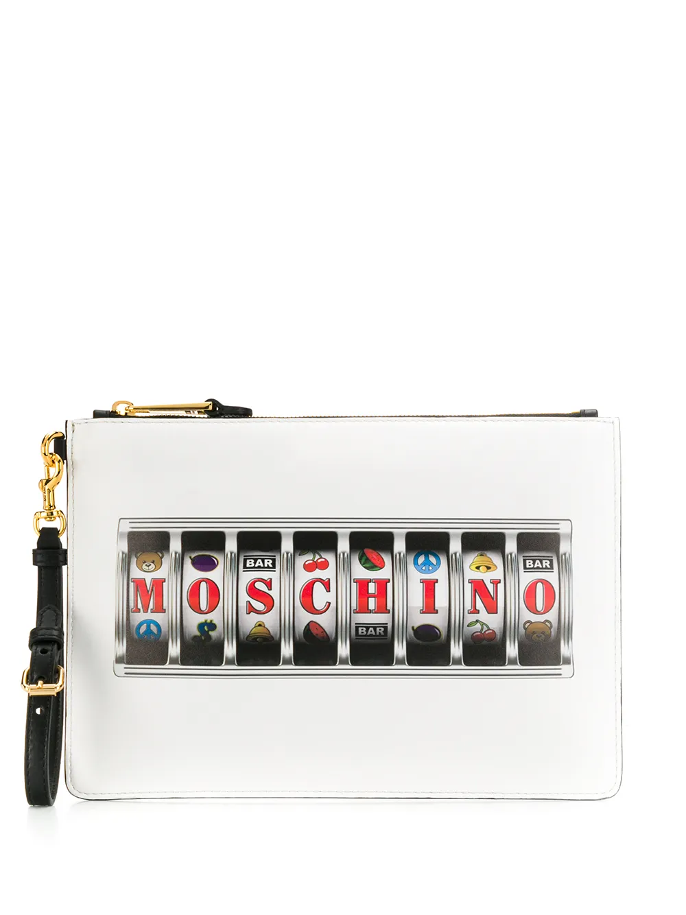 Moschino Clutch met logoprint Wit