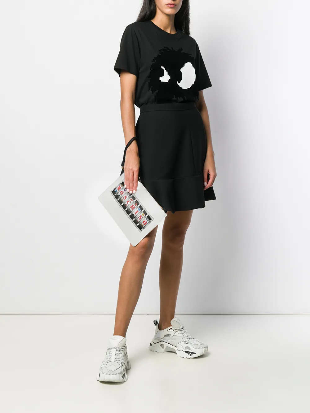 Moschino Clutch met logoprint - Wit