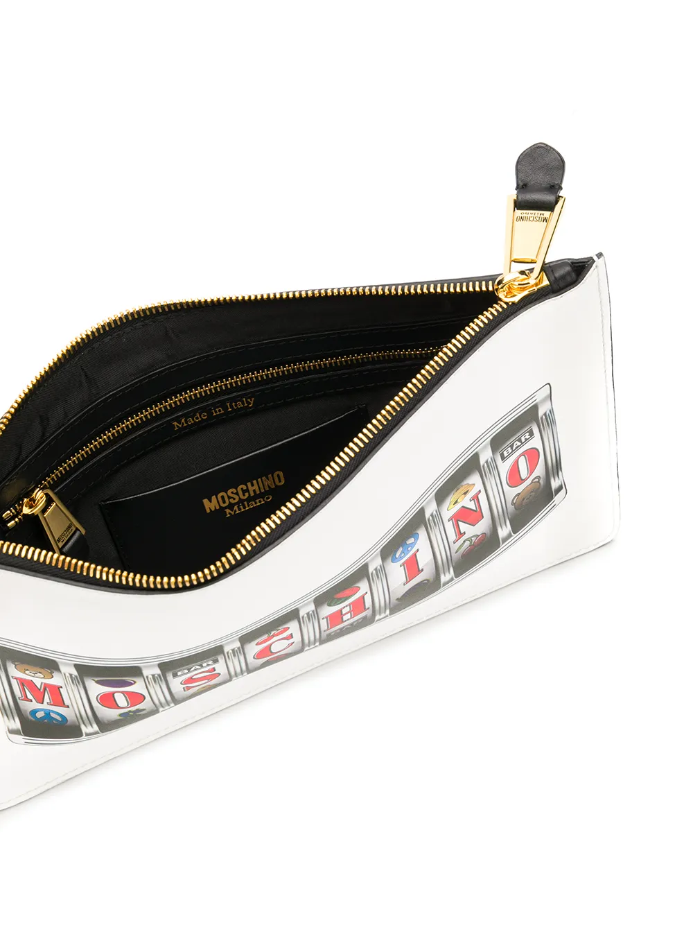 Moschino Clutch met logoprint Wit