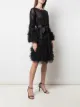 Marchesa beaded tie-waist dress