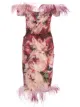 Image 1 of Marchesa off-the-shoulder printed dress