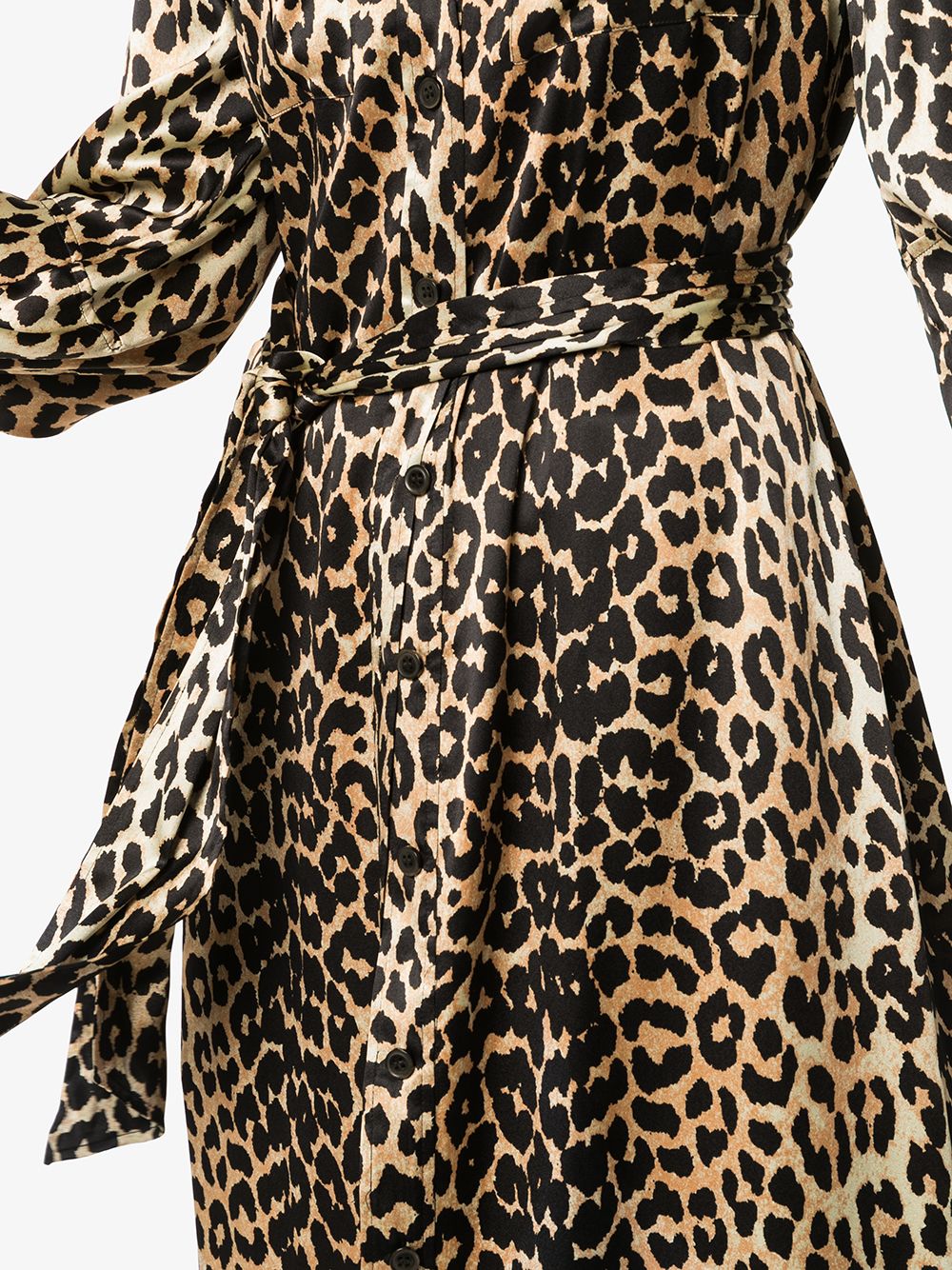 Shop brown & black GANNI leopard print tie-waist maxi dress with ...