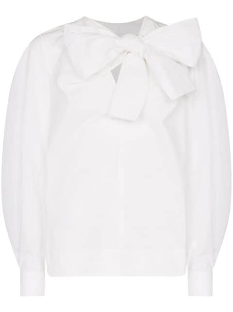 GANNI pussy-bow relaxed-fit Blouse - Farfetch