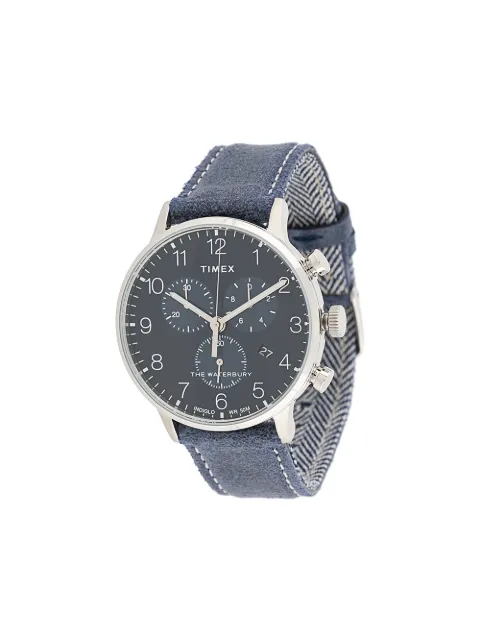 timex waterbury chronograph blue