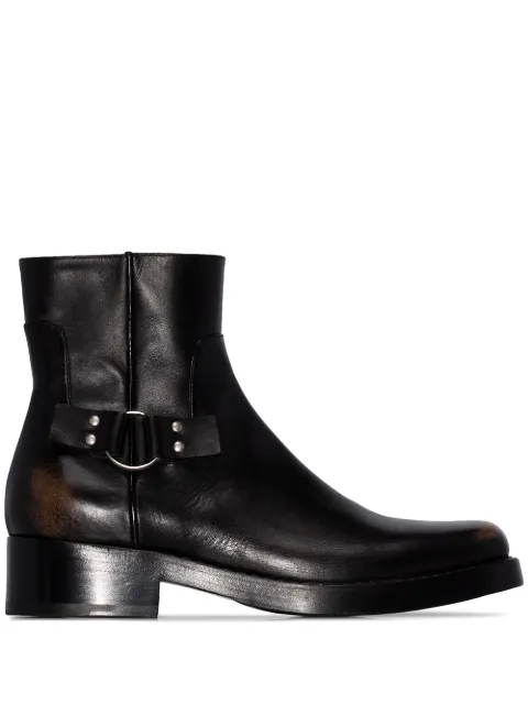 Click to view more detailed imagery on our partner's website Raf Simons Distressed-leather Square-toe Boots In 00099 Black