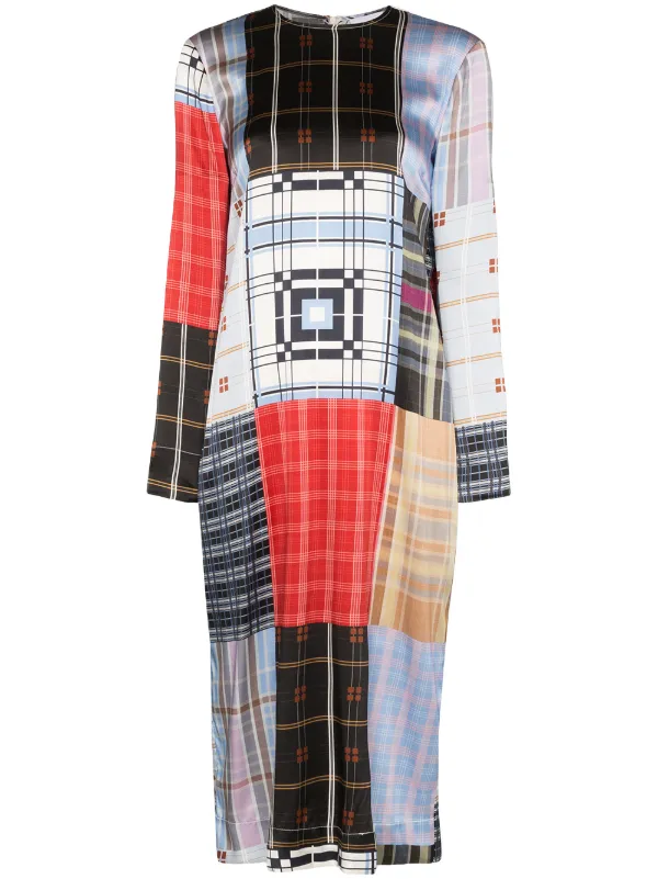 patchwork midi dress