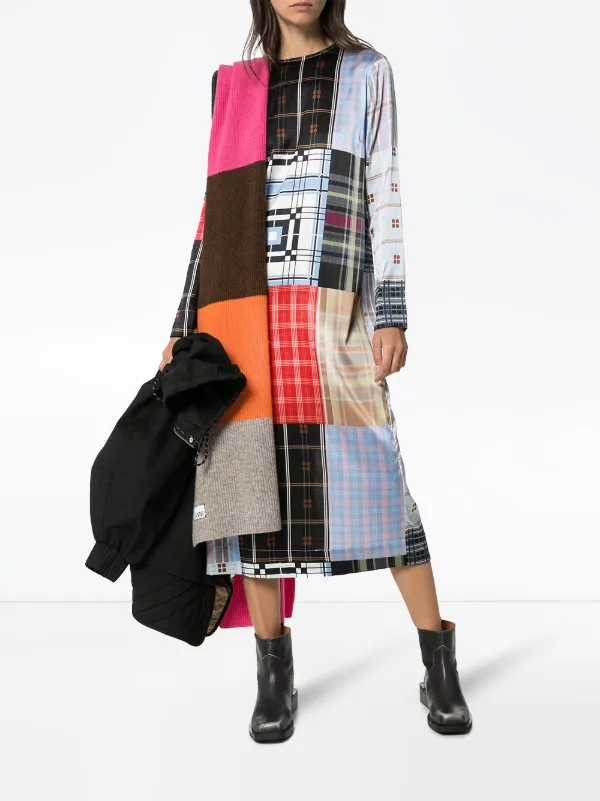 patchwork midi dress