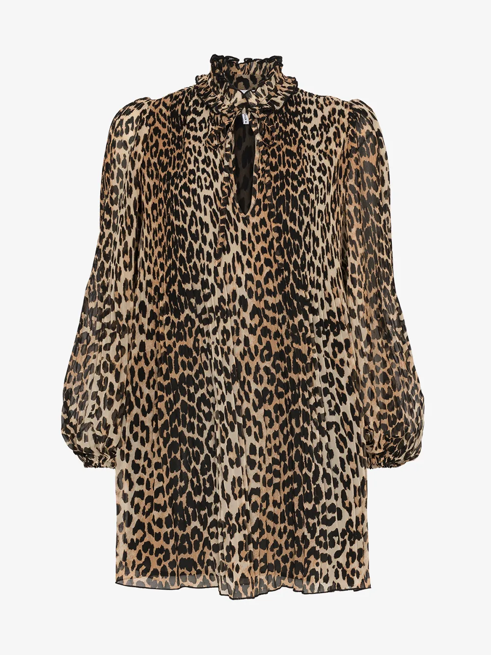 GANNI GANNI LEOPARD PRINT FLOATY MINI DRESS,F439214378893