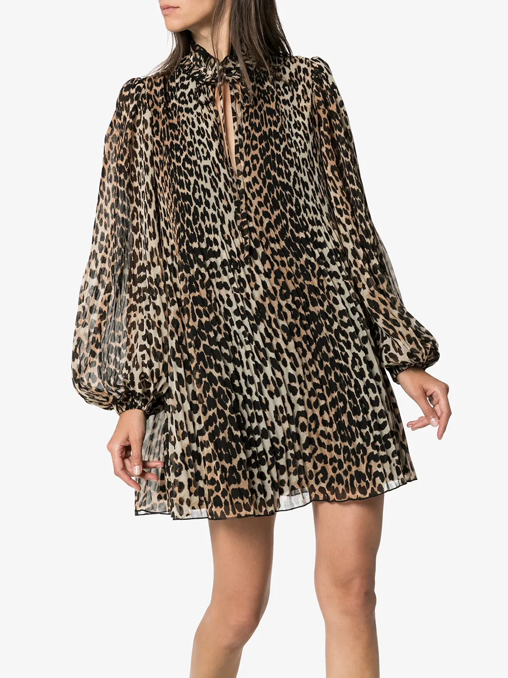 GANNI GANNI LEOPARD PRINT FLOATY MINI DRESS,F439214378893