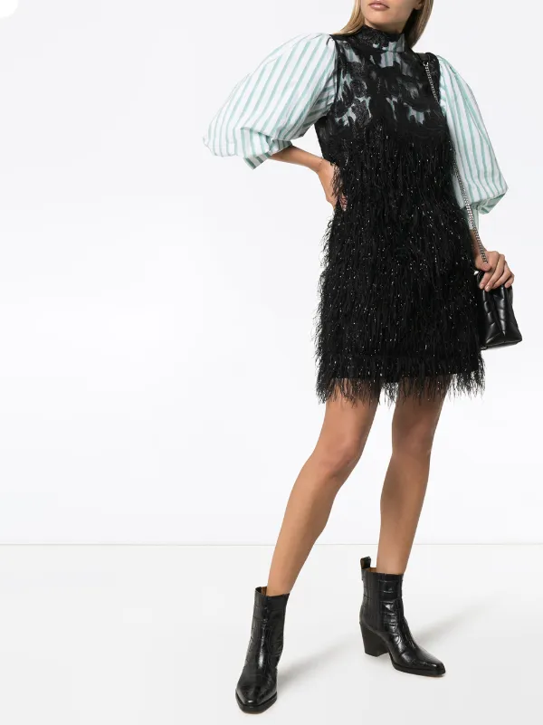 ganni faux feather dress