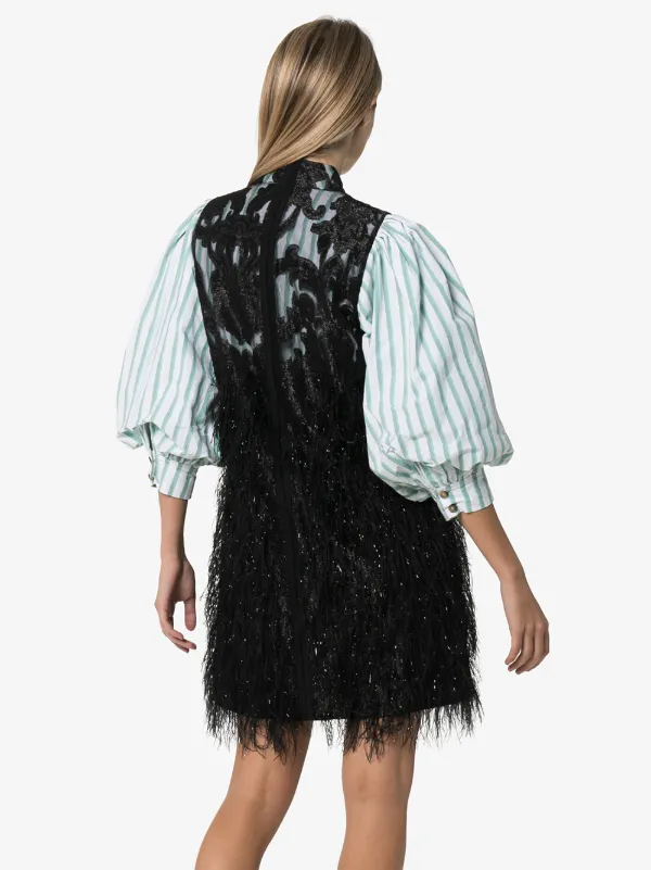 ganni faux feather dress