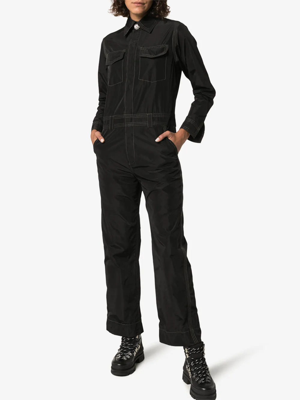 GANNI CONTRAST STITCH POCKET JUMPSUIT,F432514378921