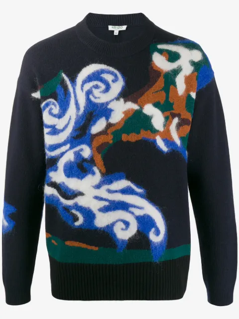 Kenzo logo嵌花针织毛衣