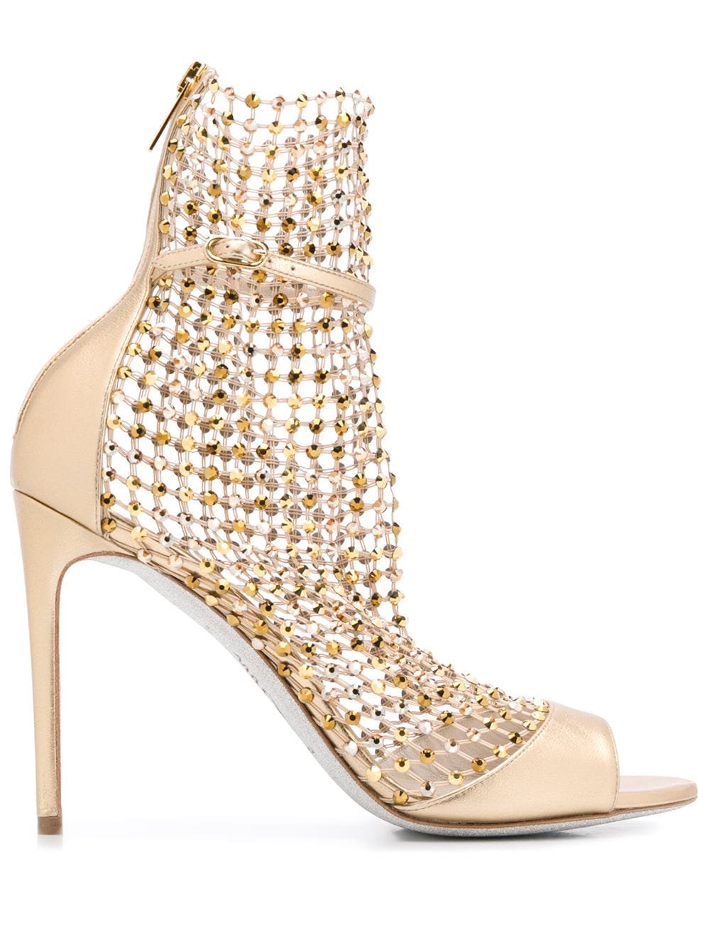 Shop René Caovilla Galaxia Stiletto Sandals In Gold