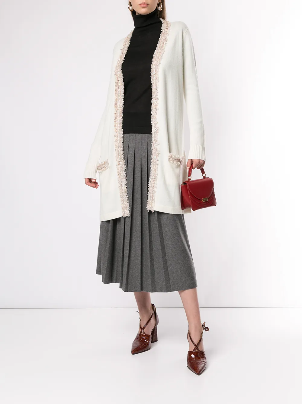  Paule Ka Cardigan Mit Fransen   Weiß 