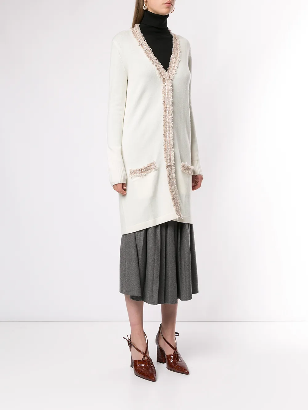  Paule Ka Cardigan Mit Fransen   Weiß 
