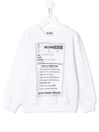 Moschino Kids Sweatshirt Mit Etikett Print Farfetch Moschino Kids Sweatshirt Mit Logo Print Farfetch