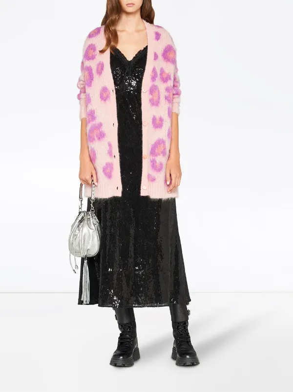 miu miu pink leopard cardigan