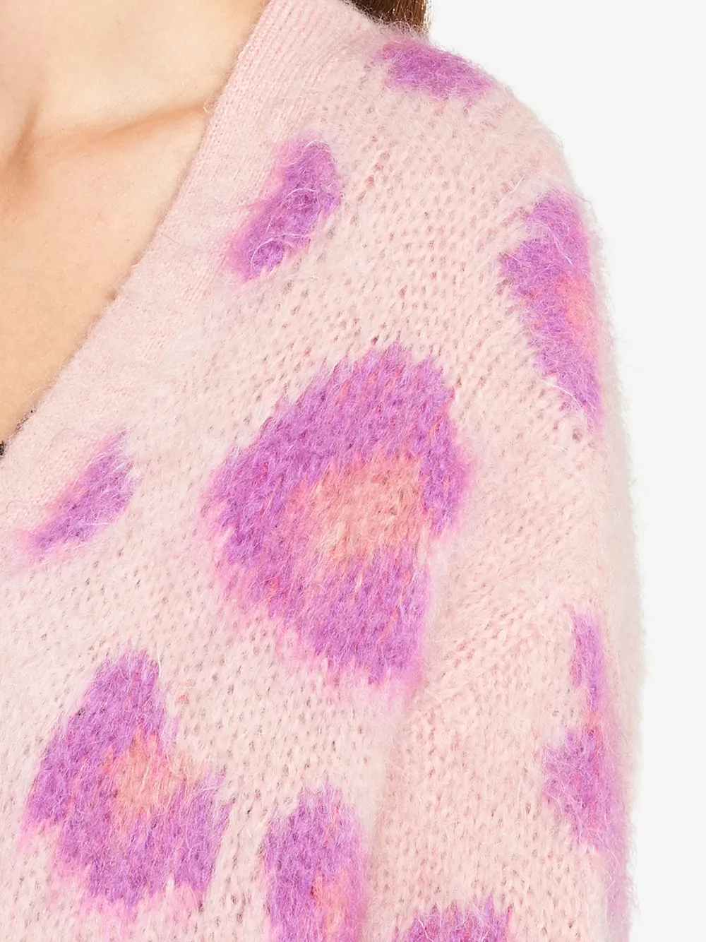 miu miu pink leopard cardigan