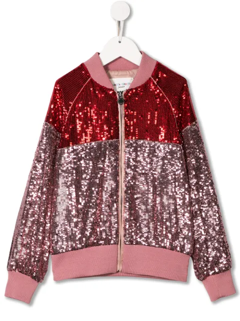 Alberta Ferretti Kids chamarra bomber con detalles de lentejuelas