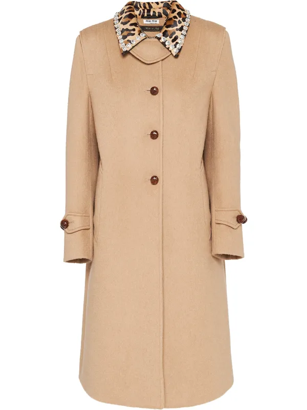 leopard print collar coat