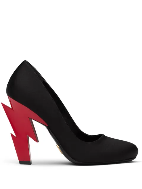Click to view more detailed imagery on our partner's website Prada Thunder Heel Satin/Decollete Raso Fulmine Tacco In Black