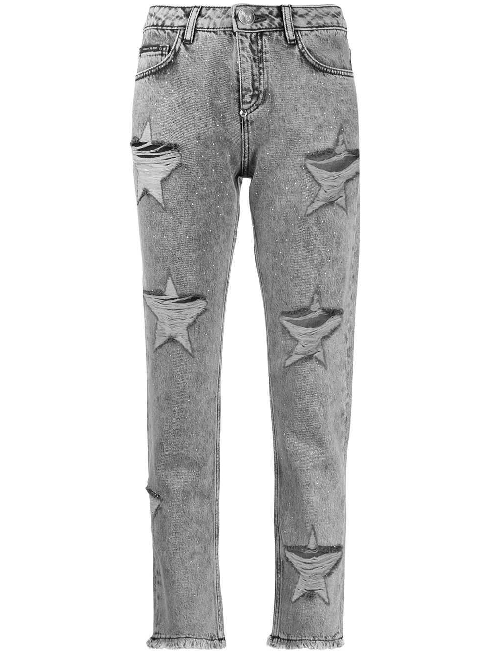 

Philipp Plein jeans boyfriend con efecto desgastado - Gris