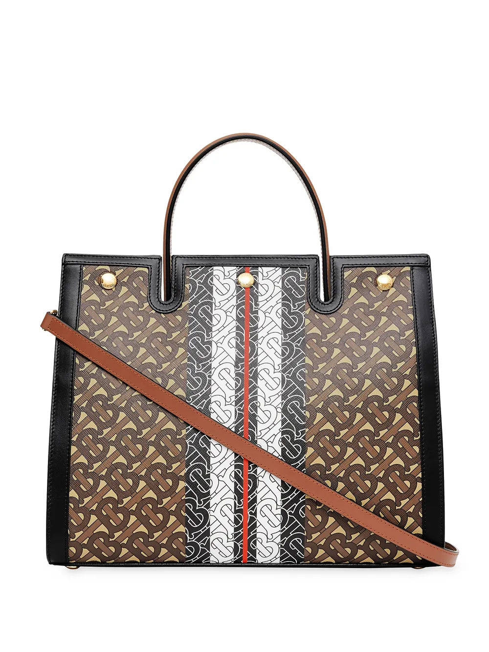 Burberry Medium Monogram Stripe Ecanvas Title Bag Farfetch