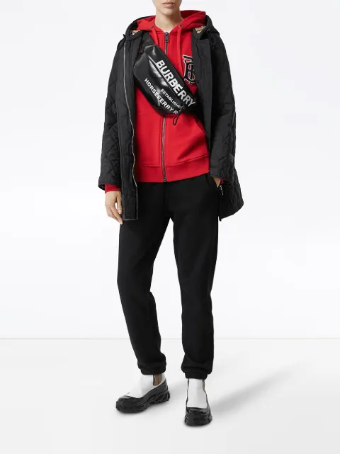 diamond quilted thermoregulated hooded coat