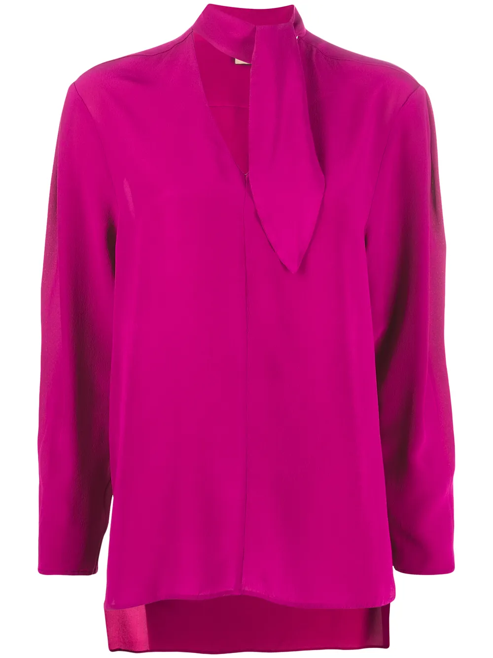 Nude блузка с завязками на воротнике