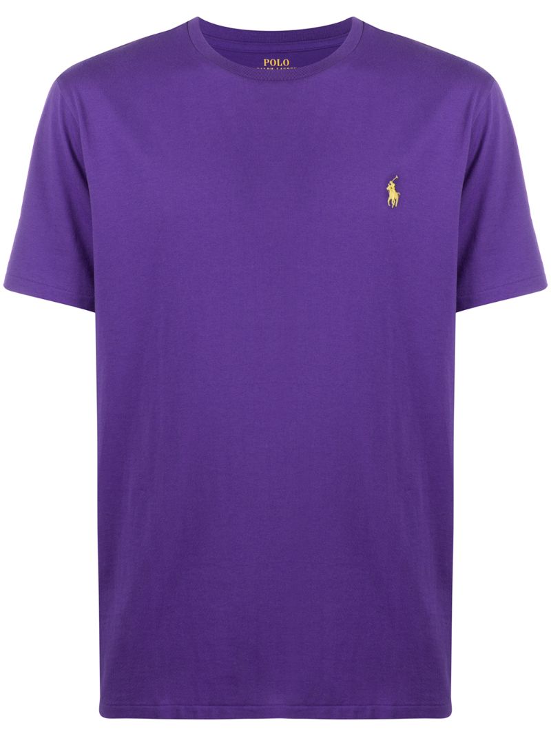 Polo Ralph Lauren Embroidered Logo Cotton T-shirt In Purple