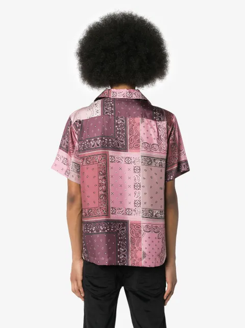 Shop AMIRI bandana-print silk shirt 