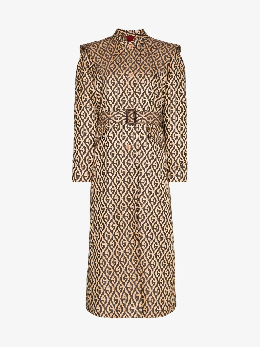 GUCCI GUCCI G RHOMBUS BELTED TRENCH COAT,581837Z8AEX14386834