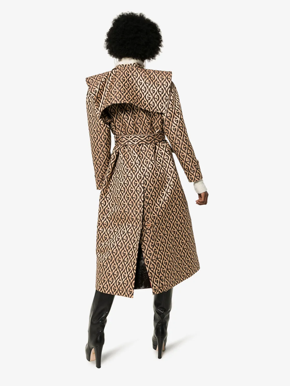 GUCCI GUCCI G RHOMBUS BELTED TRENCH COAT,581837Z8AEX14386834