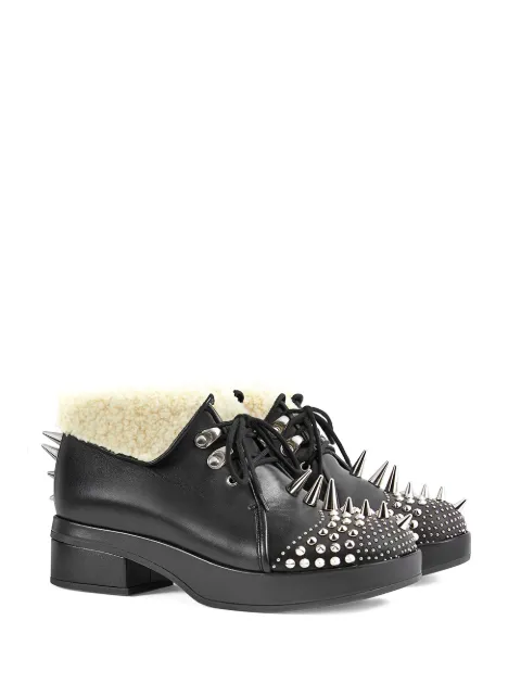 GUCCI VICTOR SHEARLING SPIKE HIKING BOOTS