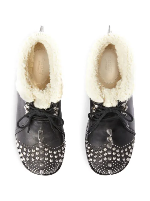 GUCCI VICTOR SHEARLING SPIKE HIKING BOOTS