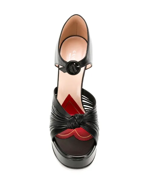 GUCCI PLATFORM KNOT DETAIL SANDALS