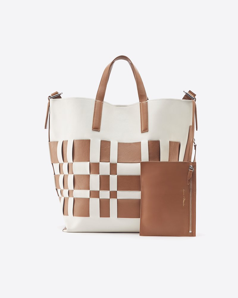 Odita Modern Lattice Shopper-brown #0 Odita Modern Lattice Shopper, CAMEL-WHITE Furs & Skins->Calf Leather Odita Modern Lattice Shopper from 3.1 Phillip Lim.- 4