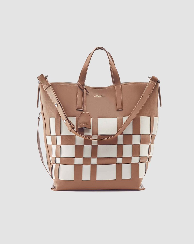 Odita Modern Lattice Shopper-brown #0 Odita Modern Lattice Shopper, CAMEL-WHITE Furs & Skins->Calf Leather Odita Modern Lattice Shopper from 3.1 Phillip Lim.- 2