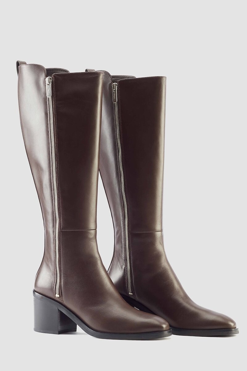 Alexa 70MM Tall Boot, Today is legs day and we're not talking about the gym. Get your legs - and feet - what they need with these chocolate-brown calf leather Alexa 70mm knee-high boots from 3.1 Phillip Lim. Take a walk on the yummy side! Featuring a round toe, a side zip fastening, a pull tab at the rear, a mid-high block heel and a knee-length.- 1