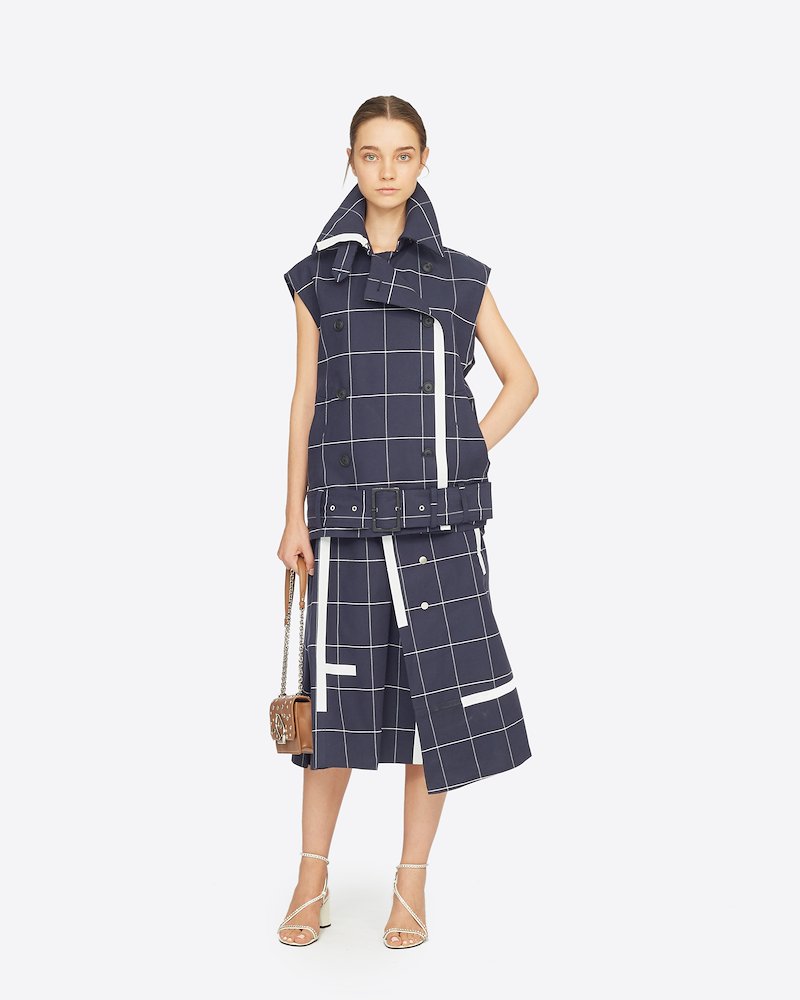 Window Pane Trench Vest-blue #0 Window Pane Trench Vest, Window Pane Trench Vest from 3.1 Phillip Lim.- 0