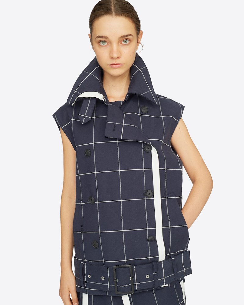 Window Pane Trench Vest-blue #1 Window Pane Trench Vest, Window Pane Trench Vest from 3.1 Phillip Lim.- 3