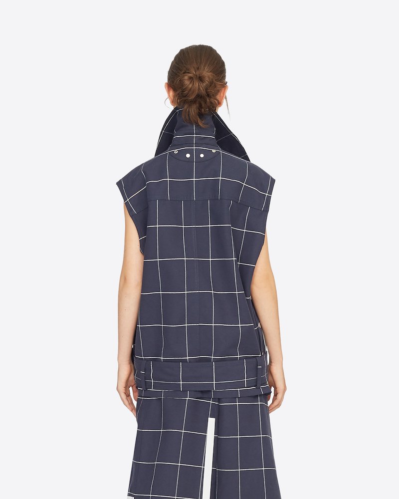 Window Pane Trench Vest-blue #0 Window Pane Trench Vest, Window Pane Trench Vest from 3.1 Phillip Lim.- 2