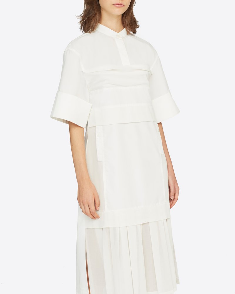 Short Sleeve Pleated Hem Dress-white #1 Short Sleeve Pleated Hem Dress, Short Sleeve Pleated Hem Dress from 3.1 Phillip Lim.- 3