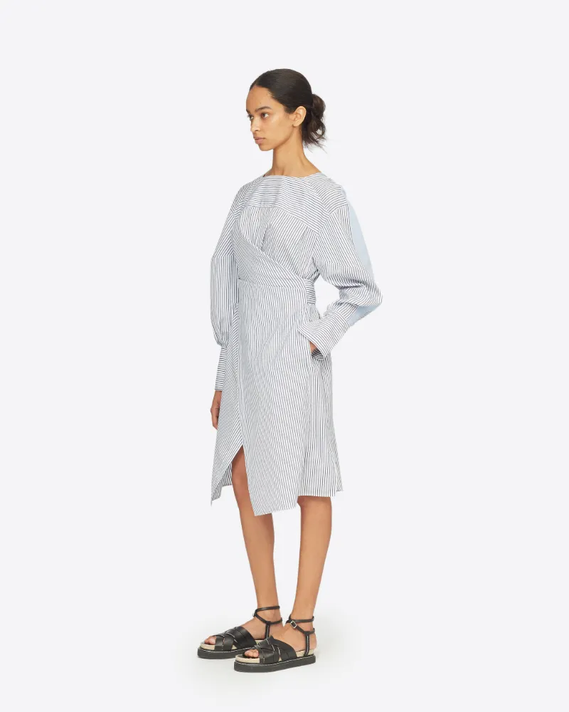 Striped Overlap Shirt Dress in blue | 3 