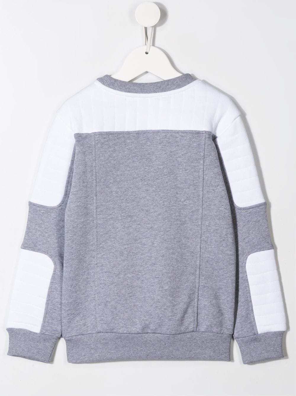 Shop Balmain Logo-print Panelled Sweatshirt In Grey