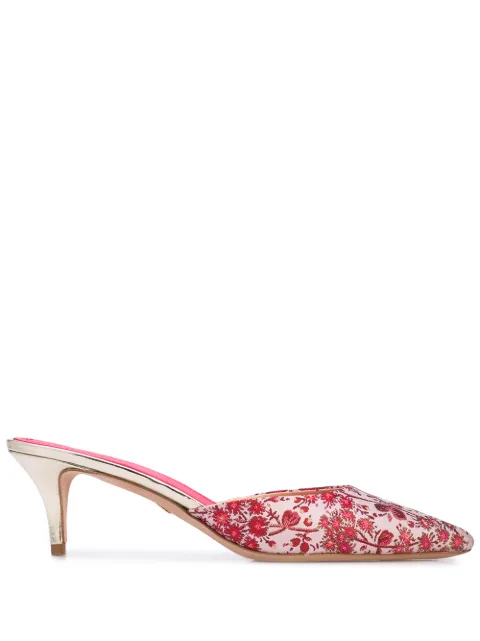floral mules heels