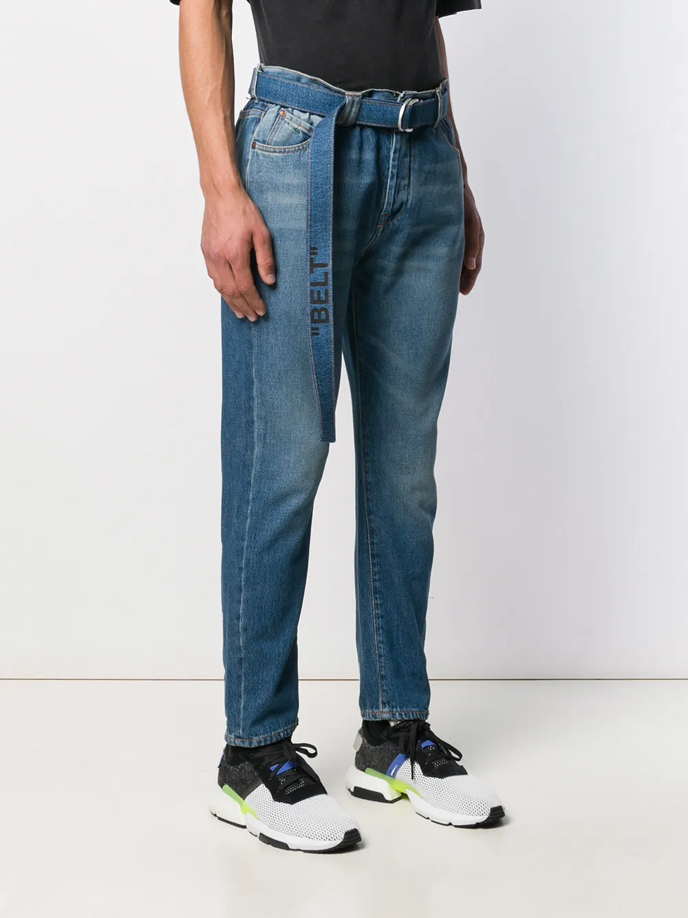 фото Off-white зауженные джинсы кроя слим с ремнем